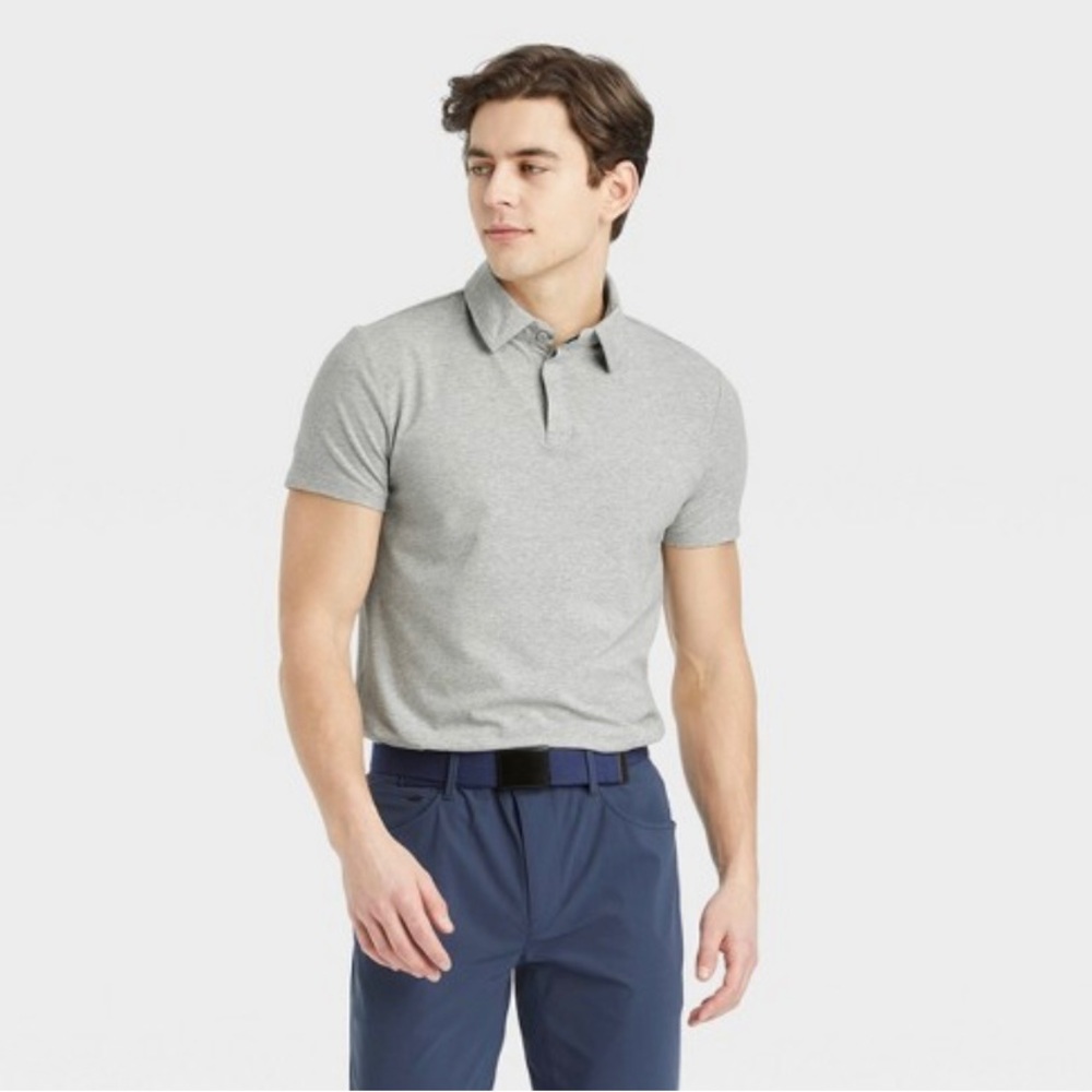 NWT All In Motion Men’s Heathered Gray Supima Polo
